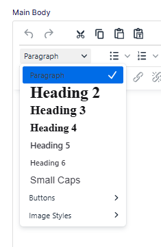 Optimizely - Heading Options MainBody-RichText